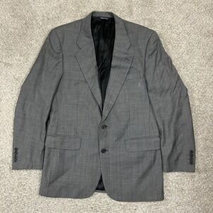 Burberry Blazer Sport Coat 42R Grey Glen Plaid 100% Wool Made in Italy Vintage